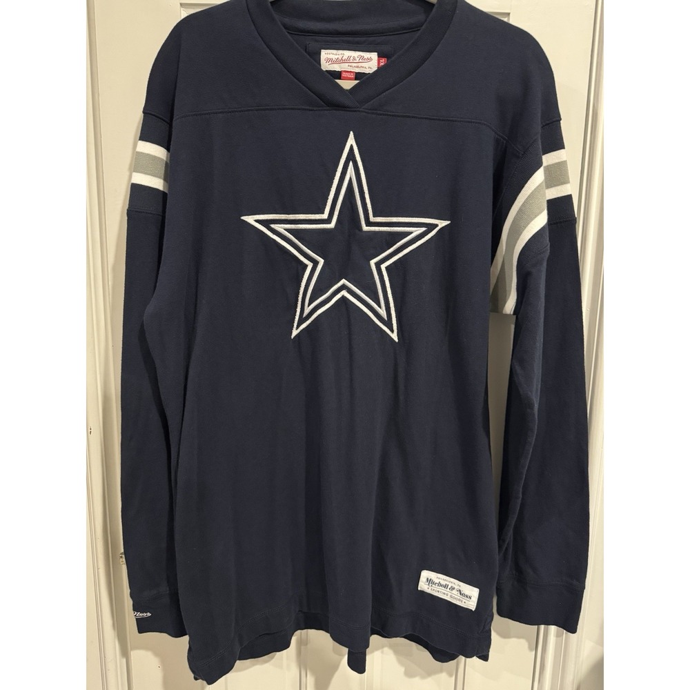 Dallas Cowboys Mitchell & Ness Team Captain V-Neck Long Sleeve Mens Size XL